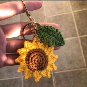 Sunflower Crochet Bag Purse Backpack Charm Keychain